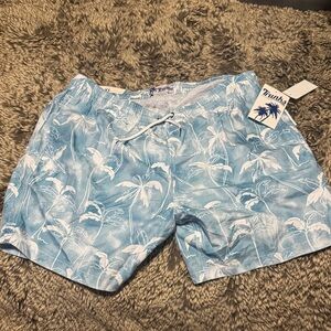 Trunks Co. Light Blue Palm Men's Athletic Shorts